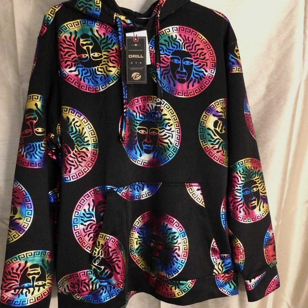Drill Clothing Co. Medusa Baroque Multicolor Foil Hoodie Size Large NEW
